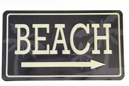 Beach Aluminum Sign 6x12&quot; Beach Summer House Palm Trees Navy - £15.40 GBP