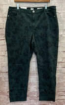J. Jill Denim Jeans Authentic Fit Slim Leg Floral Print Stretch Spruce Green 18 - £43.24 GBP