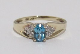 10k Yellow Gold Oval .50ct Blue Topaz Ring Ladie&#39;s Sz 7.25 Vintage C - $1,884.55 MXN
