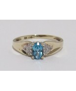 10k Yellow Gold Oval .50ct Blue Topaz Ring Ladie&#39;s Sz 7.25 Vintage C - $1,837.40 MXN