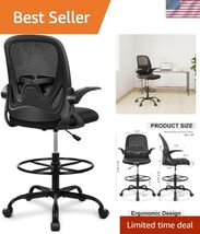 Drafting Chair Tall Office Chair with Flip-up Armrests Executive Ergonom... - $212.34