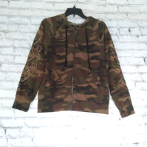 Miss Me Womens Small Camo Hoodie Embroidered Embellished Studded Full Zip - $29.99