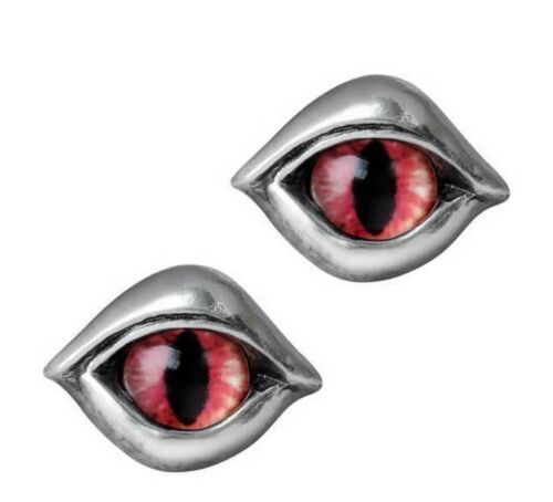 Alchemy Gothic Glass Marble Demon Eye Stud Earrings Surgical Steel Posts E422 - £21.07 GBP