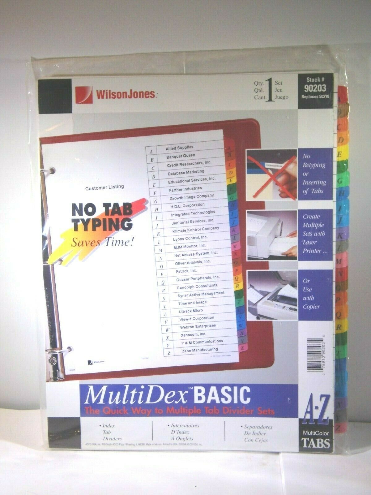 A-Z multi-color Divider TABS set No Tab Typing MultiDex Basic 90203 Wils... - $4.49