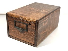 Vintage Globe Wernicke Solid Oak Index Card File Box Drawer Display Made In USA - £116.51 GBP