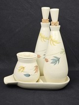 Franciscan Autumn Condiment Set Three Section Tray Oil Vinegar Stoppers ... - $181.30