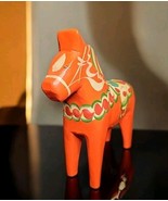 Nils Olsson Vintage Hand-Painted Swedish Dala Horse Red 1970s 8.25 in - $158.39