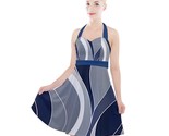 NEW!! Women's Vintage Style Halter Party Swing Dress! GORGEOUS! Blue/Grey