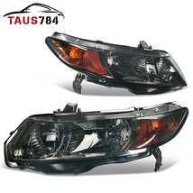 Headlights For 2006-2011 Honda Civic Coupe 2Dr Coupe Black Smoke Headlamps Pair - £121.23 GBP