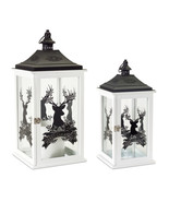 Wood Merry Christmas Lantern with Deer Design (Set of 2) - $88.81