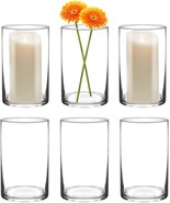 6 Inch Tall Glass Cylinder Vase For Table Centerpieces,Set Of 6, 3.5&quot; W ... - $38.99
