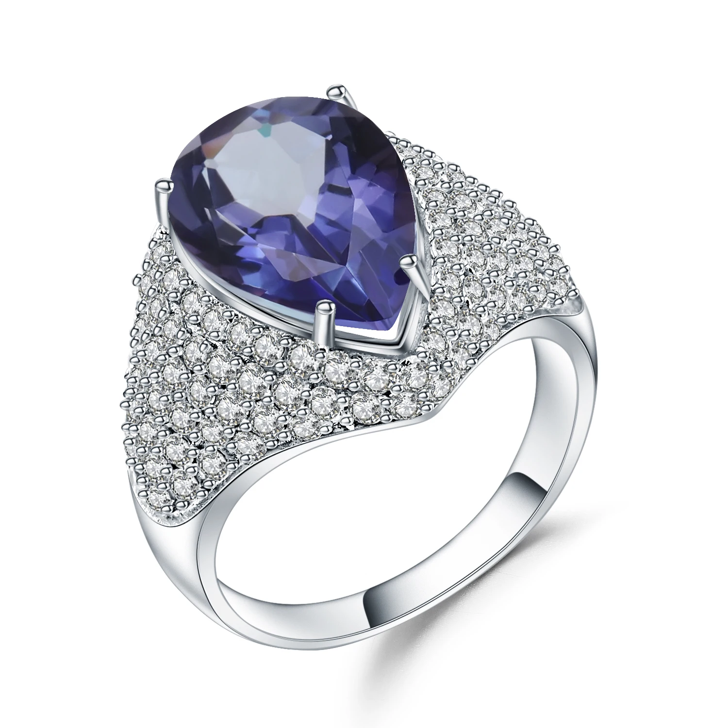 Gem&#39;s Ballet  5.22Ct  Iolite Blue Mystic Ring Pure 925  Silver Vintage Rings For - $66.97