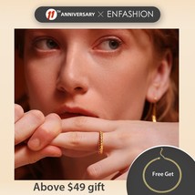 Enfashion Pure Form Twist Rings For Women Gifts Gold Color Brass Wave Men Ring F - £19.69 GBP