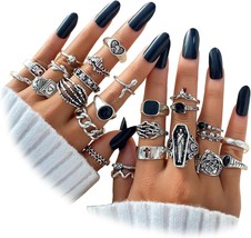 15-63 PCS Vintage Silver Knuckle Rings Set for Women  - £31.60 GBP