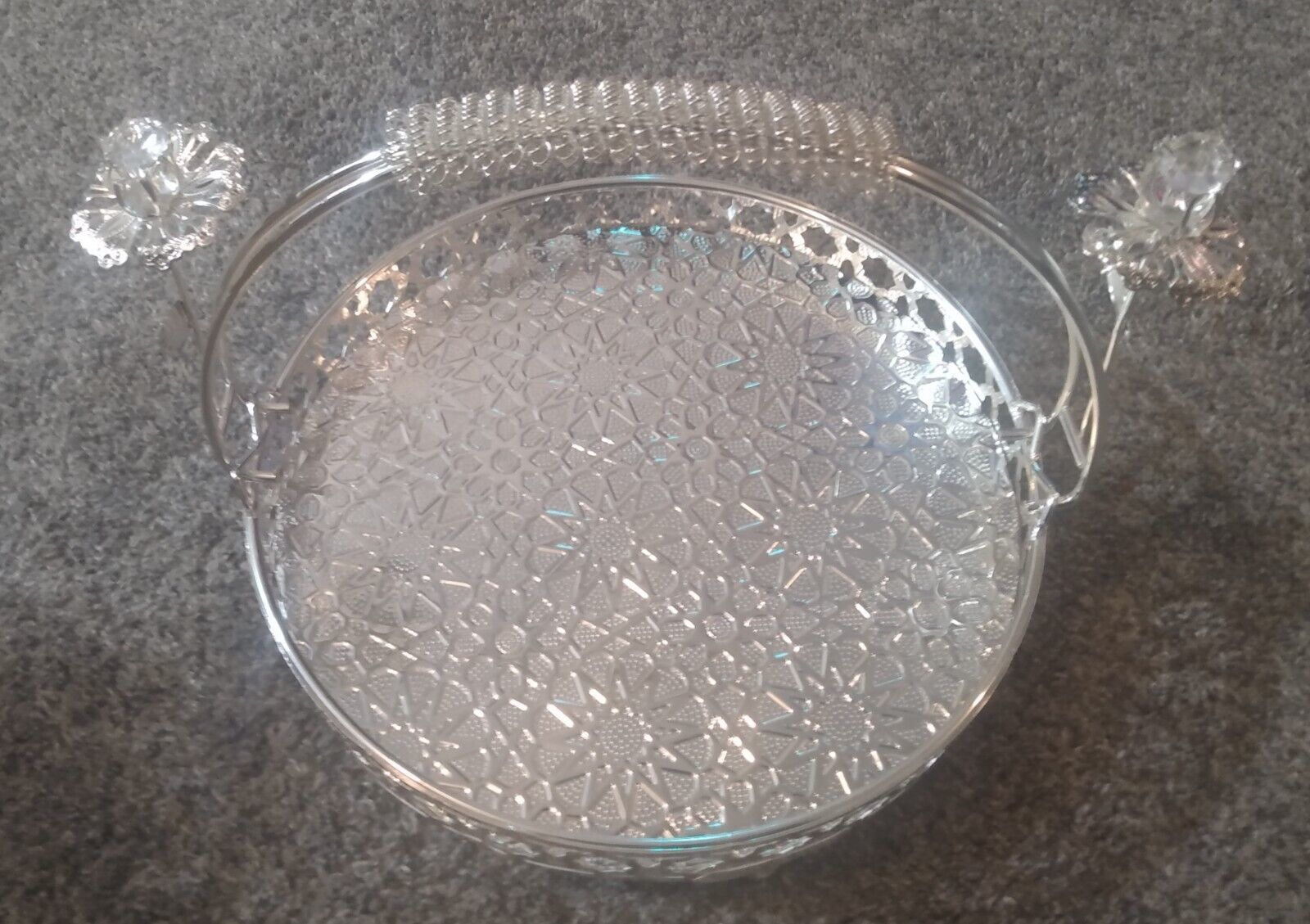 Silver-Plated 10&quot; Round Serving Tray Dish - $5.00