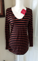 Isabel Maternity Long Sleeve Top &quot;Black with Orange Stripes&quot; (M/8-10) NE... - £11.18 GBP