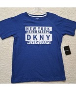 DKNY Girls&#39; T-Shirt Large (14-16) New York  Never Sleeps Blue Logo - $13.36