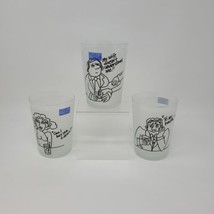 Vintage 1980&#39;s Studio Nova France Frosted Cartoon Cocktail Tumblers - Set of 3 - £31.64 GBP