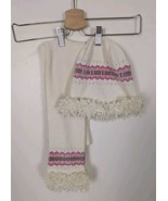 Y2k Airport Clothing Company Girls Scarf And Hat Set Chenille Cream Pink... - £6.20 GBP