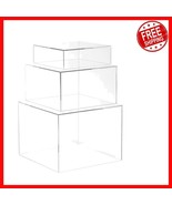 Polished Hollow Bottom Acrylic Display Cubes - Set of 3 for Stylish Show... - $85.38 CAD