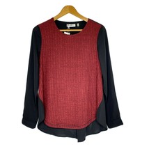 Patrizia Luca Milano Small Hi Low Tunic Top Scoop Neck Long Sleeve Black Red - £17.93 GBP