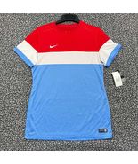 Nike Jersey Shirt Women Medium Red Blue Soccer Short Sleeve Crew Neck New M - $40.31 CAD