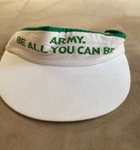 Vintage Army Sun Visor be all you can be white green cotton - $14.99