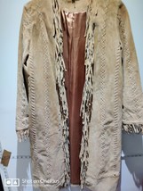 Alwear Suede Long Coat Size 14 Womens Faux Fur Lined Jacket - £37.40 GBP