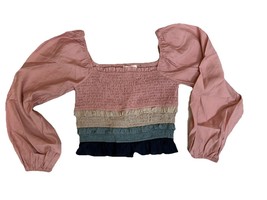 Idem Ditto Women’s Smocked Top Size Small Long Sleeve Crop Fitted Bodice... - $22.65
