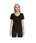 Time and Tru Women&#39;s Core V-Neck Tee Shirt XXL (20)  Cotton Blend BLACK - £7.73 GBP