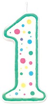 Polka Dot Numeral Candle 3 inch 1 Per Pkg #1 Green - $438.30 MXN