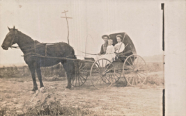 Man Woman &amp; Child In Horse &amp; BUGGY~1910s Real Phopostcard - £7.97 GBP