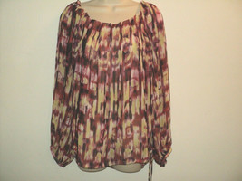 NEW Due Per Due Blouse Size M (Runs Larger) Top Sheer Long Sleeves Pink, Mauve - £15.34 GBP