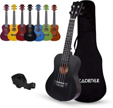 Kadence Concert Ukulele 23&quot; Spring Summer Collection Of Ukuleles-, Raven Black - £40.12 GBP