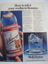 1977 Color Ad Stolichnaya Vodka How To Tell If Your Vodka Is Russian - $7.99