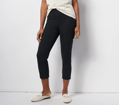 Isaac Mizrahi Stretch Crop Pants with Pockets Pitch Black, Petite 4  A472135 - £16.38 GBP