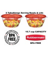 2 Rubbermaid TakeAlongs 15.7 Cup SERVING BOWLS plastic Storage Container... - £16.95 GBP