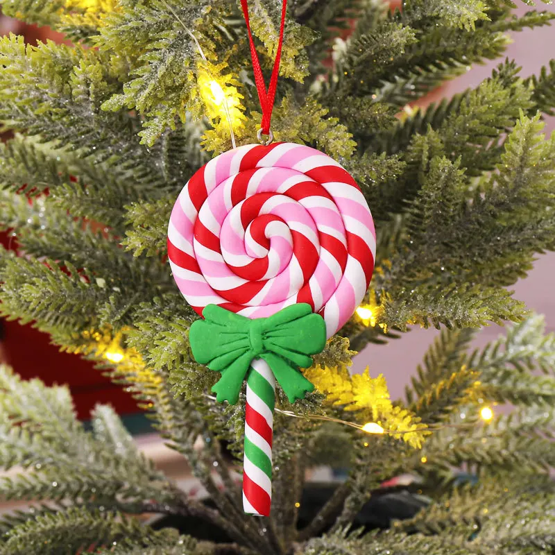 Tion ornament simulated soft clay lollipop red white candy cane xmas tree pendants xmas thumb200