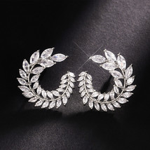 Exquisite Exaggerated Full Zircon Earrings Atmospheric Street Photoshoot Leaves  - £7.87 GBP