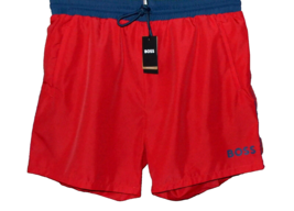 Hugo Boss Red Blue Logo Mens Swim Shorts Trunks Beach Athletic Size 2XL  - $69.46