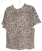 Vintage Top Kathie Lee 90s Animal Print Leopard cheetah Sweater short sleeve M - £11.83 GBP