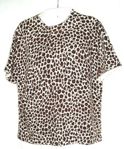 Vintage Top Kathie Lee 90s Animal Print Leopard cheetah Sweater short sl... - £11.13 GBP