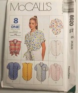 McCall&#39;s Pattern 8620 Size 20, 22, 24 Misses&#39; Shirts 8 Styles - £9.95 GBP