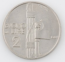 1924 Italie 2 Lire Italien Haut Grade Pièce de Monnaie - $156.52 CAD