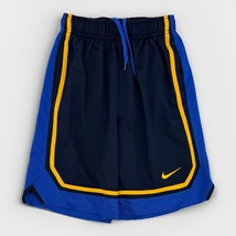 Nike Dri Fit Boys Basketball Shorts Size Small (8) Navy Blue Yellow Draw... - $21.78