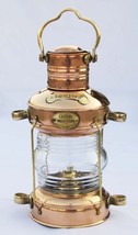 Antique Anchor Oil Lamp Brass &amp; Copper Nautical Maritime Ship Lantern Boat Light - £67.23 GBP