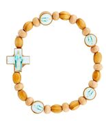 Our Lady of Grace Wood Bead Bracelet, New #MD-078 - $91.33 MXN
