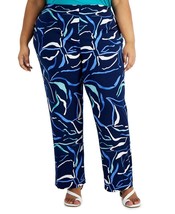 MSRP $70 Alfani Womens Plus Printed State Wide-Leg Pant Navy Size 2X - £11.05 GBP