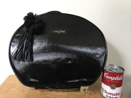 Lancome Shiny Black Patent Leather Tassel Rose Travel Make Up Cosmetics ... - $36.99
