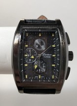 NEW Geneva Platinum 9685 Rectangle Dial Black Leather Yellow Accent Quartz Watch - £24.70 GBP